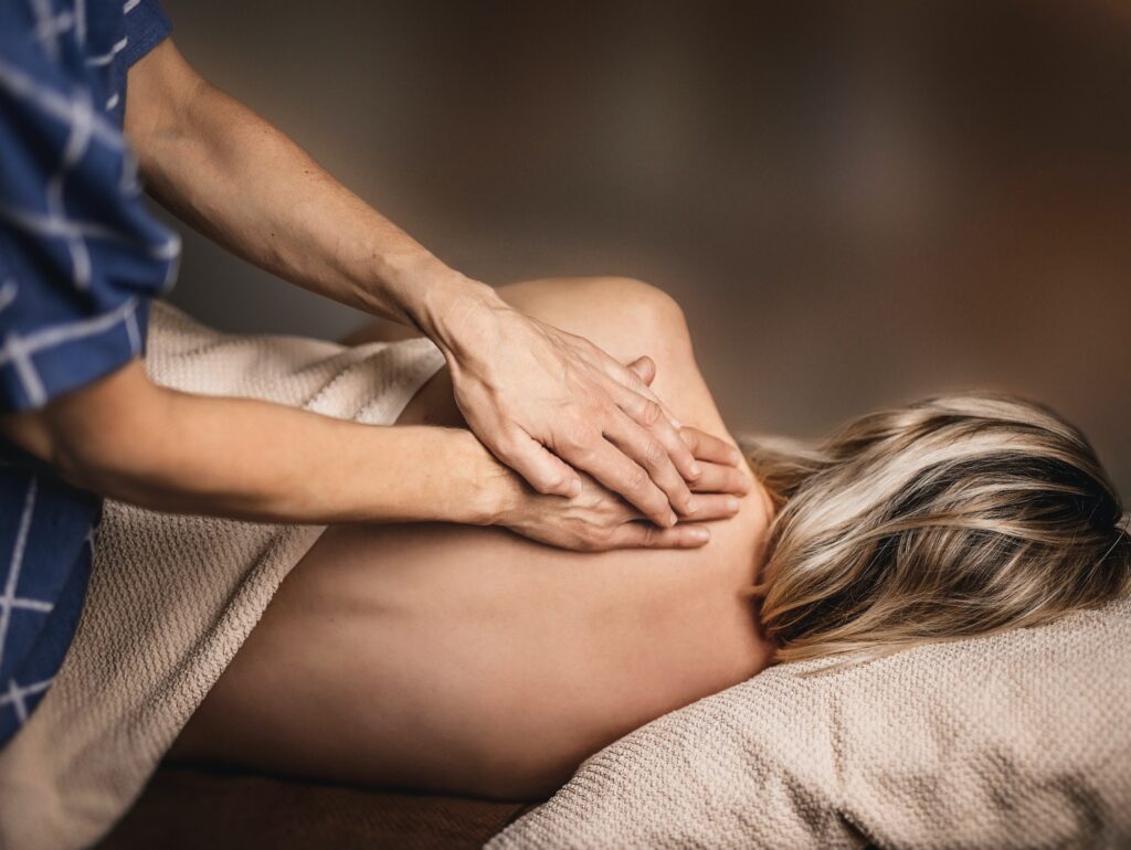 A woman receiving massage